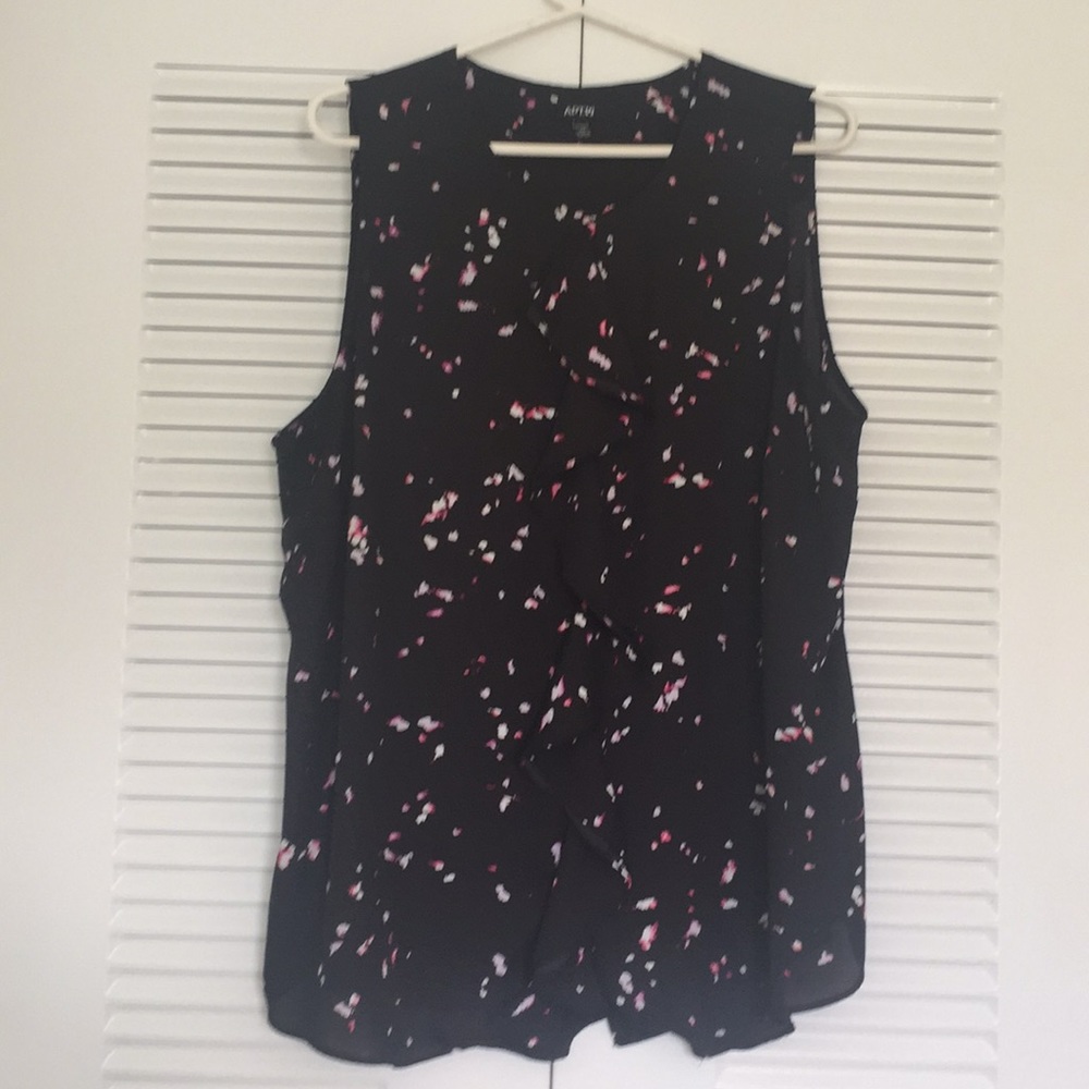 Sheer Ruffle-front Sleeveless Blouse